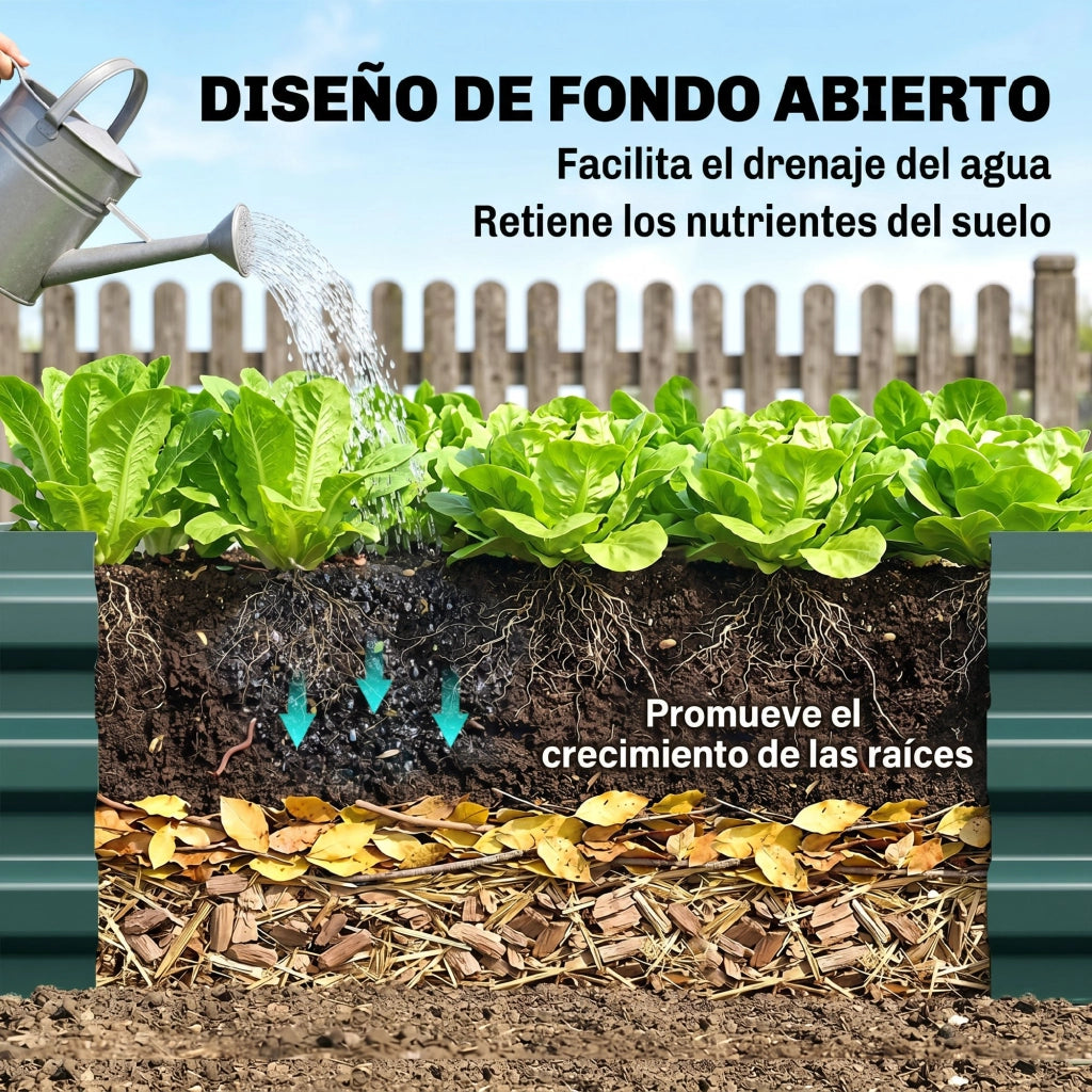 Fioriera Rettangolare da Giardino ¨C Zephmum ¨C Verde Antracite 241x90,5x30 cm
