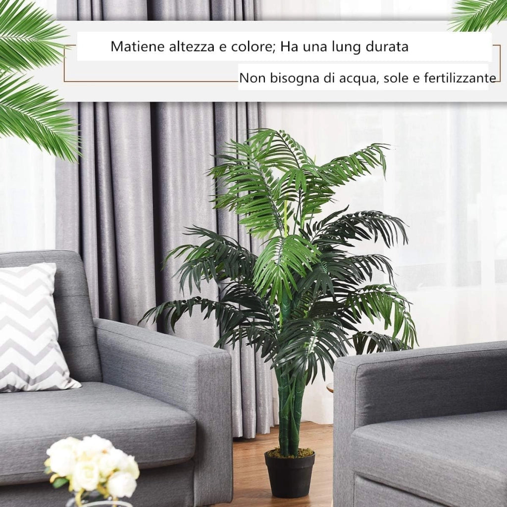 Pianta Finta da Interno da 110 cm, Pianta Artificiale in Vaso Elegante, Albero Artificiale per Salotto, Camera da Letto e Balcone