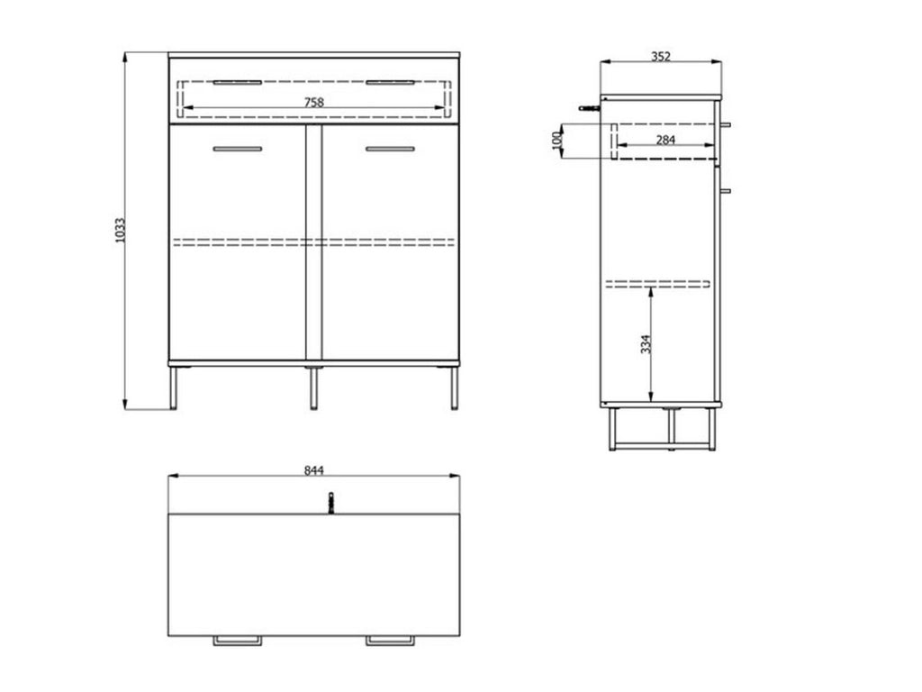 Madia Ceredanoo, Credenza un Cassetto, 85x35x104h cm Marrone Rovere Nodi