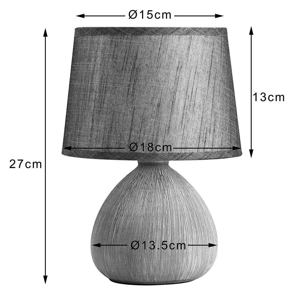 Lampada da Tavolo Lume Comodino Ceramica Tessuto Grigio Design Moderno Abatjour
