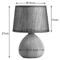 Lampada da Tavolo Lume Comodino Ceramica Tessuto Grigio Design Moderno Abatjour