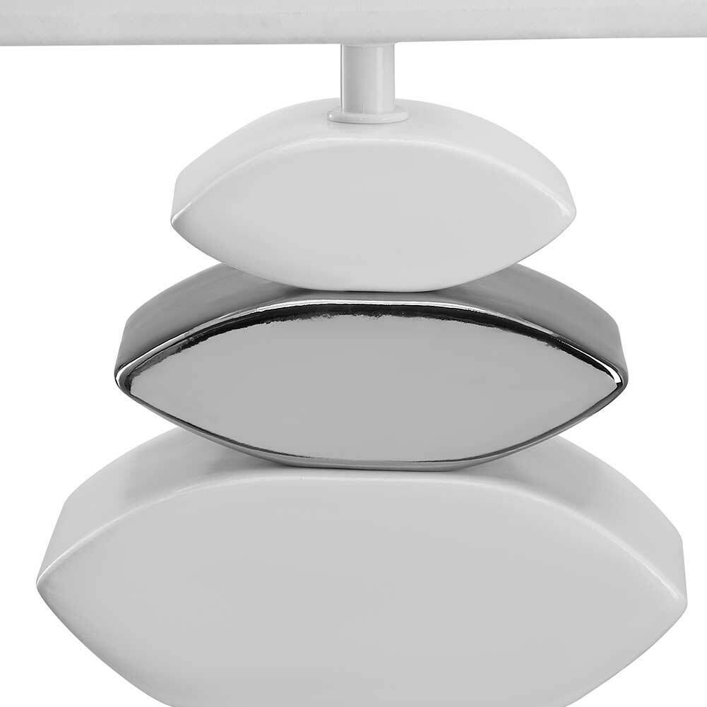 Lampada da Tavolo Lume Comodino Ceramica Tessuto Bianco Design Moderno Abatjour
