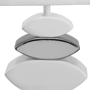 Lampada da Tavolo Lume Comodino Ceramica Tessuto Bianco Design Moderno Abatjour