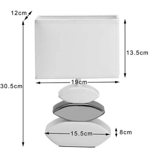 Lampada da Tavolo Lume Comodino Ceramica Tessuto Bianco Design Moderno Abatjour