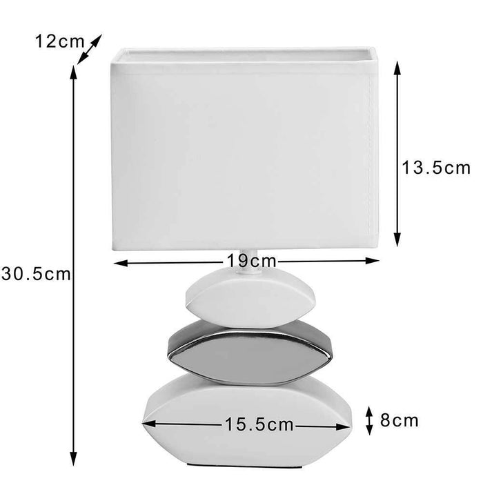 Lampada da Tavolo Lume Comodino Ceramica Tessuto Bianco Design Moderno Abatjour