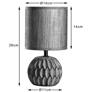 Lampada da Tavolo Lume Comodino Ceramica Tessuto Grigio Design Moderno Abatjour