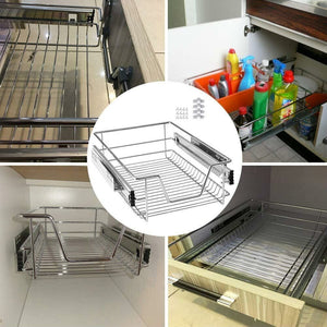 Set 2 Cassetti Cassetto Telescopico Cucina 60cm Cestello Estraibile Salvaspazio