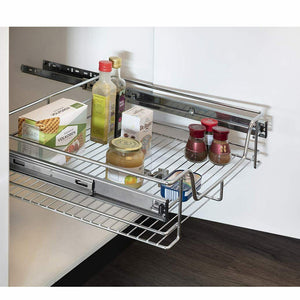 Cassetto Telescopico Cucina 40cm Cestello Mensola Estraibile Salvaspazio Acciaio