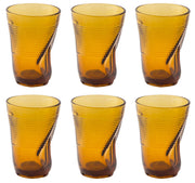 Set 6 Bicchieri Accartocciati 34 cl Ø8 cm in Vetro Pressato Kaleidos Ambra