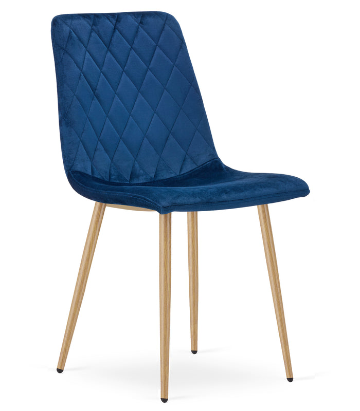 Sedia VALORA TURIN - Velluto blu navy con gambe color legno x 3