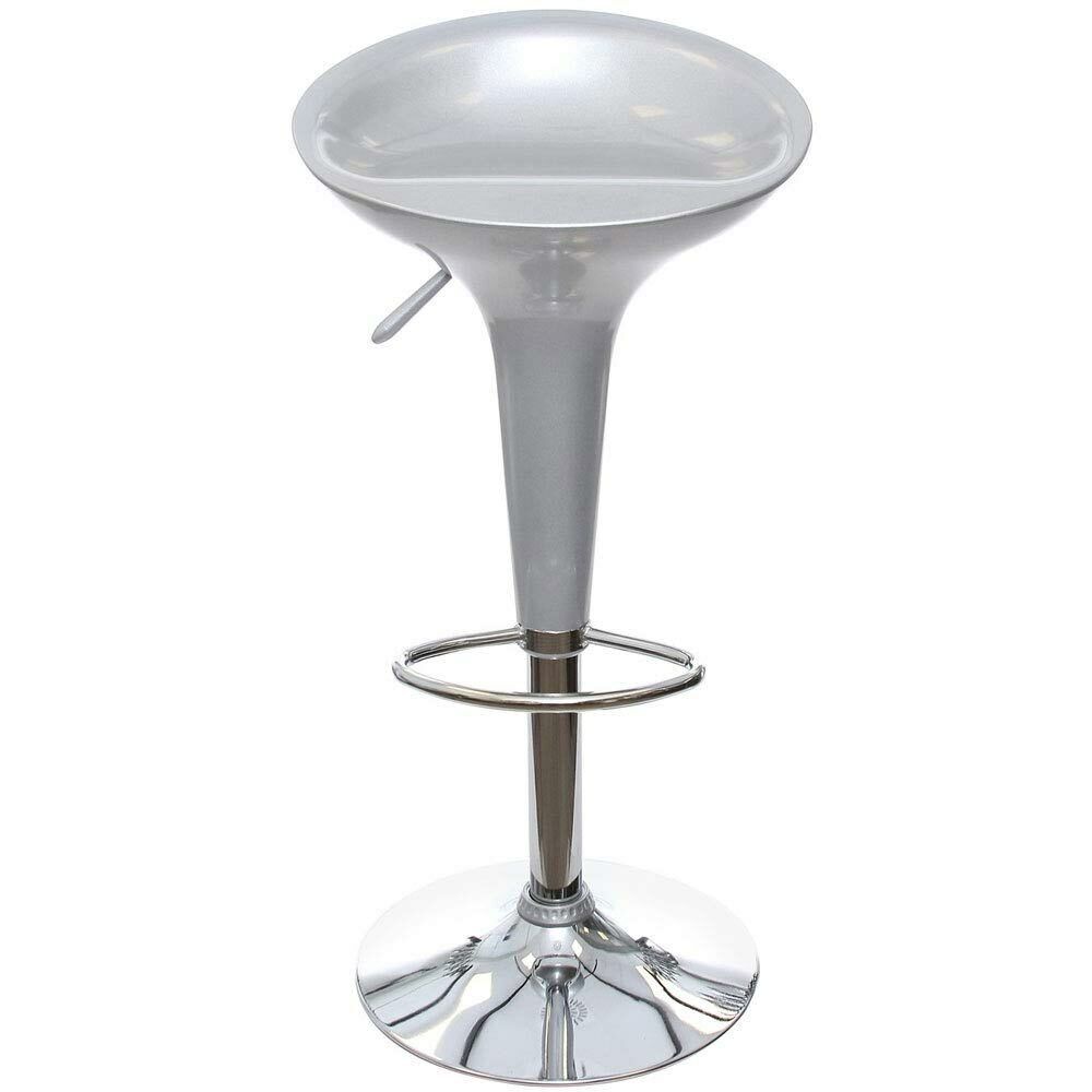 Sgabello Cucina Regolabile in Acciaio e ABS Seduta Girevole Grigio Casa Bar