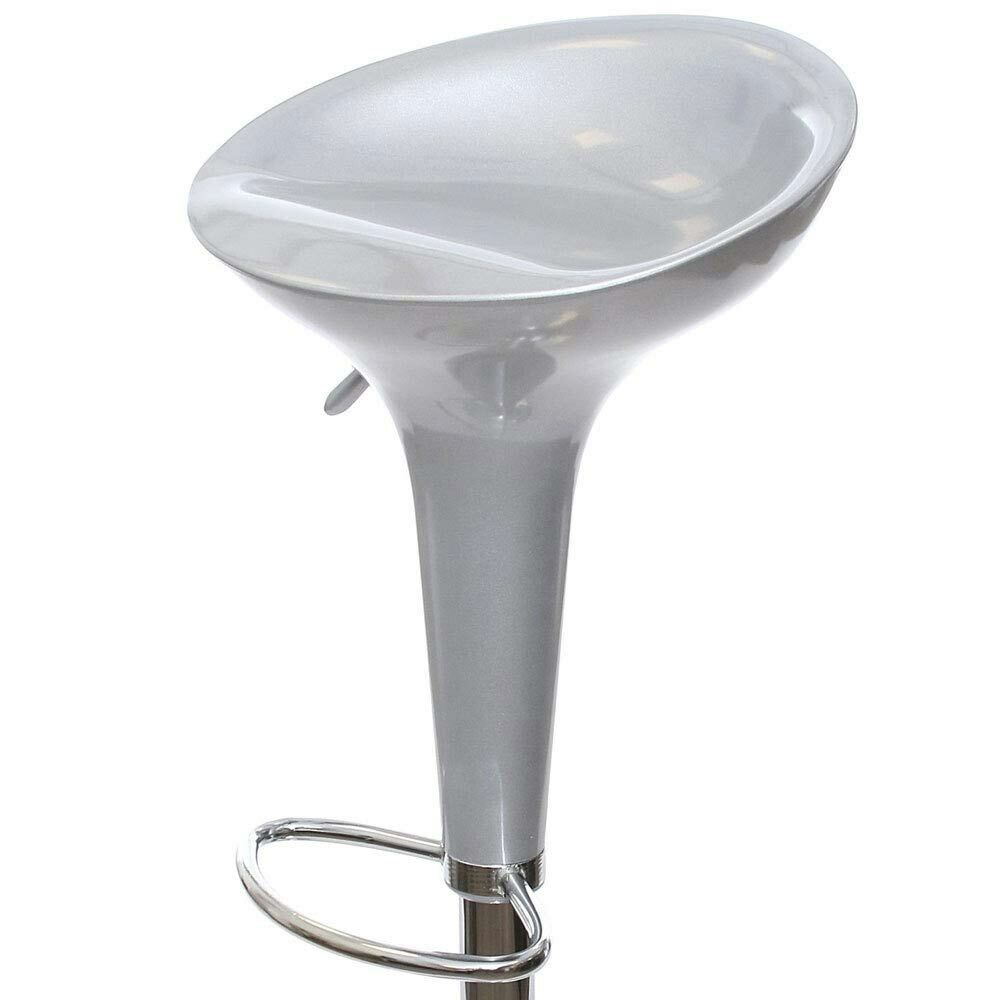 Sgabello Cucina Regolabile in Acciaio e ABS Seduta Girevole Grigio Casa Bar