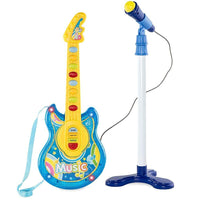 Chitarra Elettrica con Microfono Karaoke Giocattolo Bambini con Luci Attacco Aux