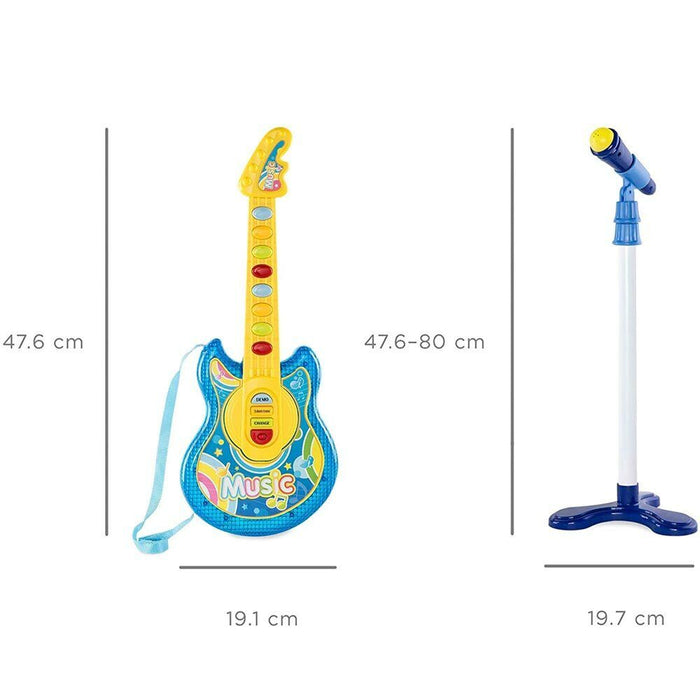Chitarra Elettrica con Microfono Karaoke Giocattolo Bambini con Luci Attacco Aux