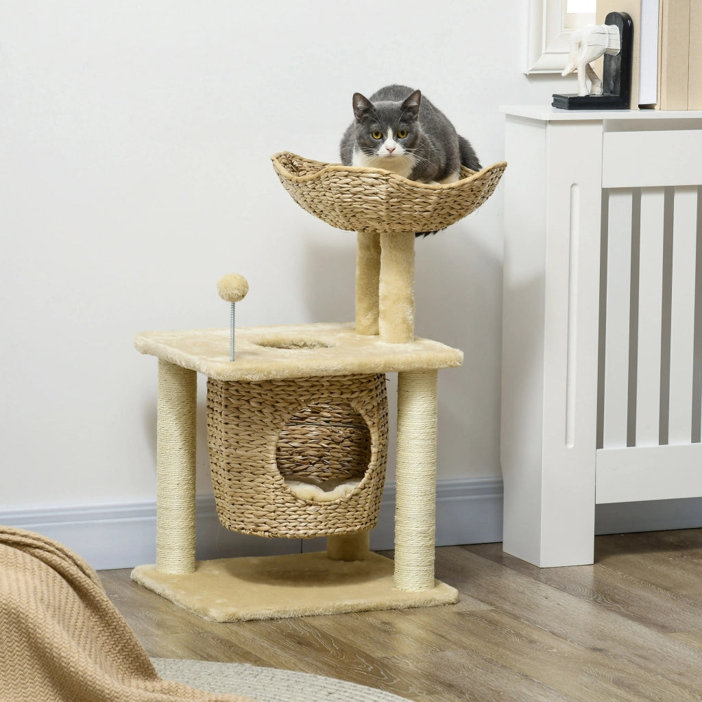 Albero per gatti con tiragraffi in sisal e nicchia ¨C zephmum ¨C beige 45x40x74 cm