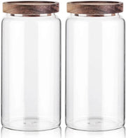 Contenitori di magazzino in vetro con coperchio in legno - 1200 ml - 2 pezzi - multifunzionali