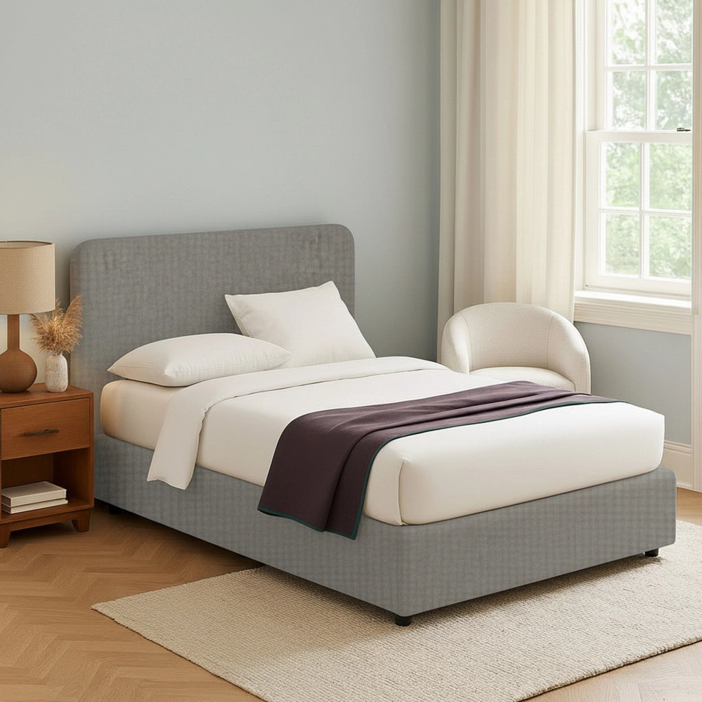Poole, Letto Piazza e Mezza Sfoderabile Made in Italy, Grigio Cenere