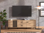 Caivano, Mobile Porta tv 2 Cassetti, 157x40x52h cm Marrone Rovere Nodi