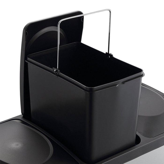 Pattumiera Raccolta Differenziata 45 LT Acciaio 3 Spazi Bidone Spazzatura Pedale