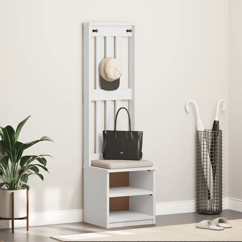 Albero da Ingresso SANDNES Bianco 45x40x159,5 cm Legno di Pino