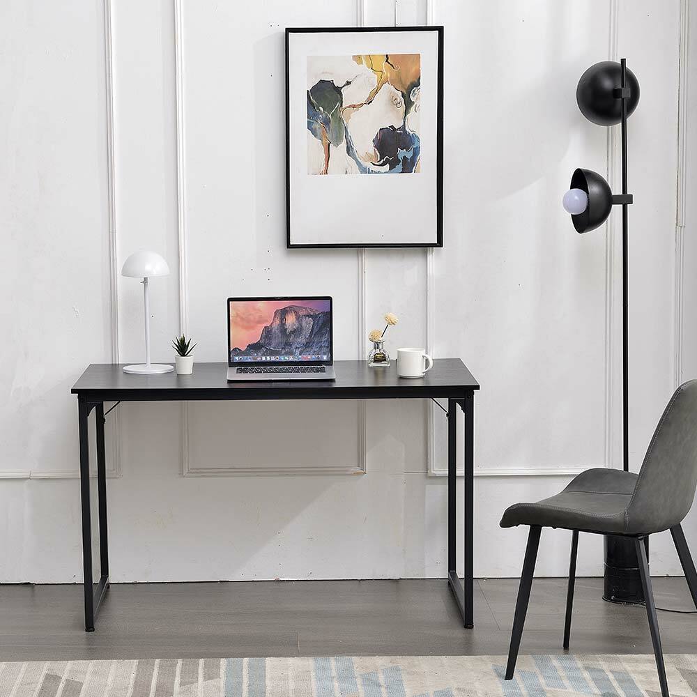 Scrivania Tavolo Porta PC Computer Legno Metallo Casa Ufficio 120x60x74 Nero