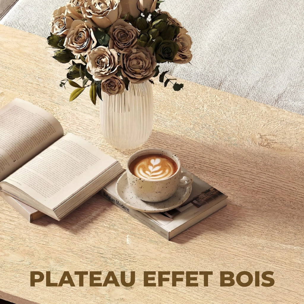 Tavolino da caff¨¨ moderno bicolore a livelli ¨C zephmum ¨C 95x55x50 cm legno naturale e nero