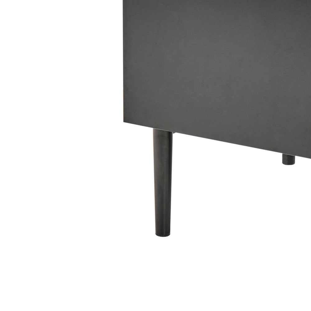 Cassettiera a 4 cassetti in legno di frassino naturale MDF nero a coste Soggiorno Camera da letto Moderna Stoccaggio