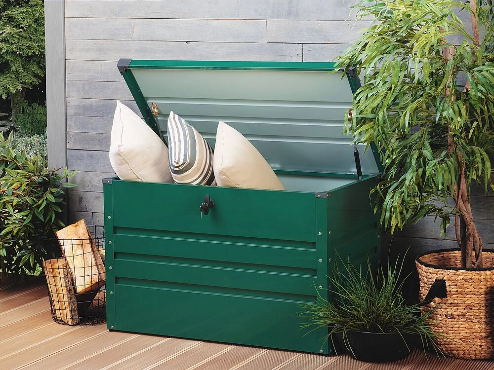 Cesta baule portaoggetti da esterno in acciaio zincato verde 300 lt giardino industriale
