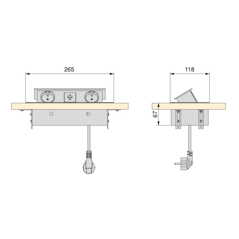 Multiconnettore Atom 26, 225x111mm, 2 prese Schuko, 1 USB Tipo A, 1 USB Tipo C, 1 RJ45, 1 HDMI, Zama-Acciaio-Plastica,..