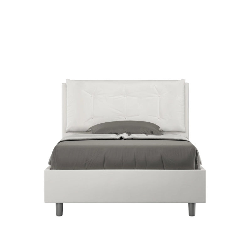 Letto imbottito Piazza e mezzo 120x210 cm Large - Bianco,Similpelle,Con rete