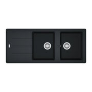 Lavello incasso 2 vasche con gocciolatoio reversibile fragranite nero Franke 116x50 BFG621