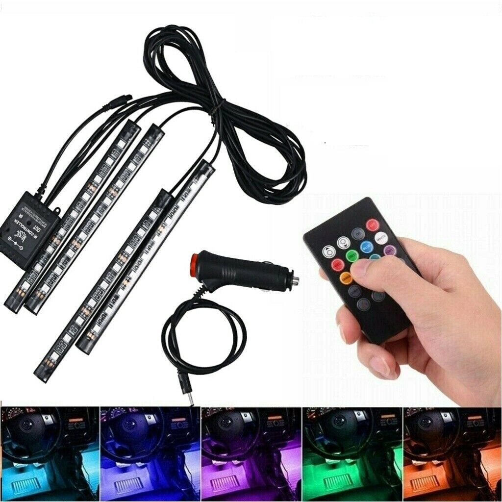 Striscia led auto 4 pz luci interne decorative RGB luce stroboscopica 48 led 12V