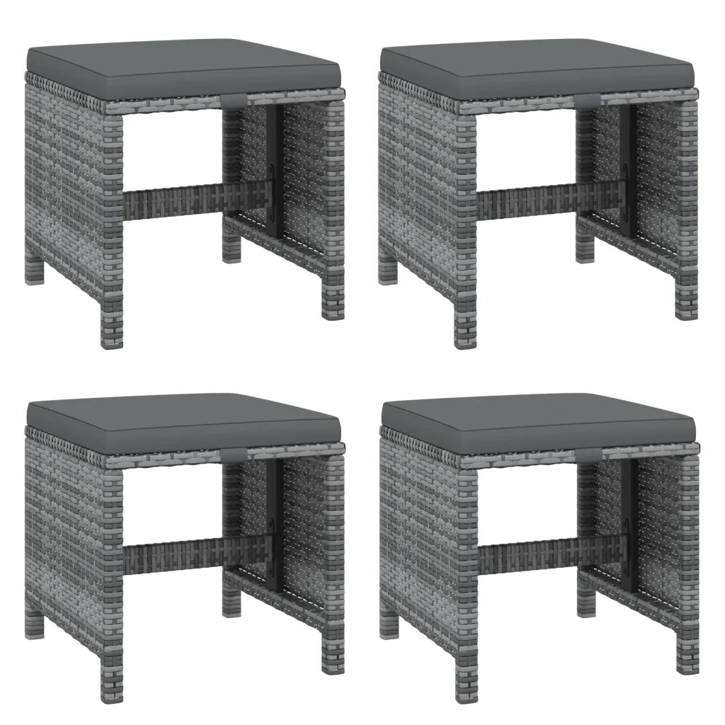 Set Pranzo da Giardino 15 pz con Cuscini in Polyrattan Grigio 3095592