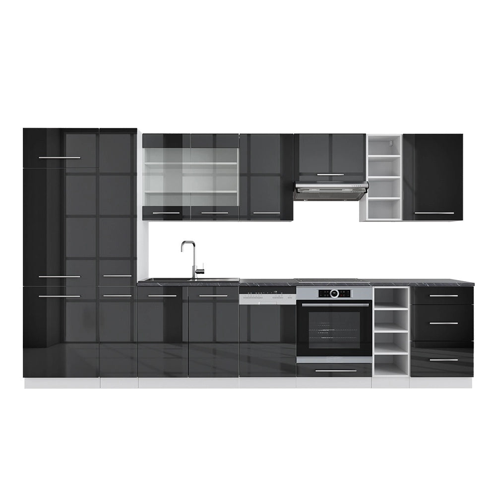 Cucina componibile Fame-Line Antracite lucido/Bianco 355 cm, PL Antracite Vicco