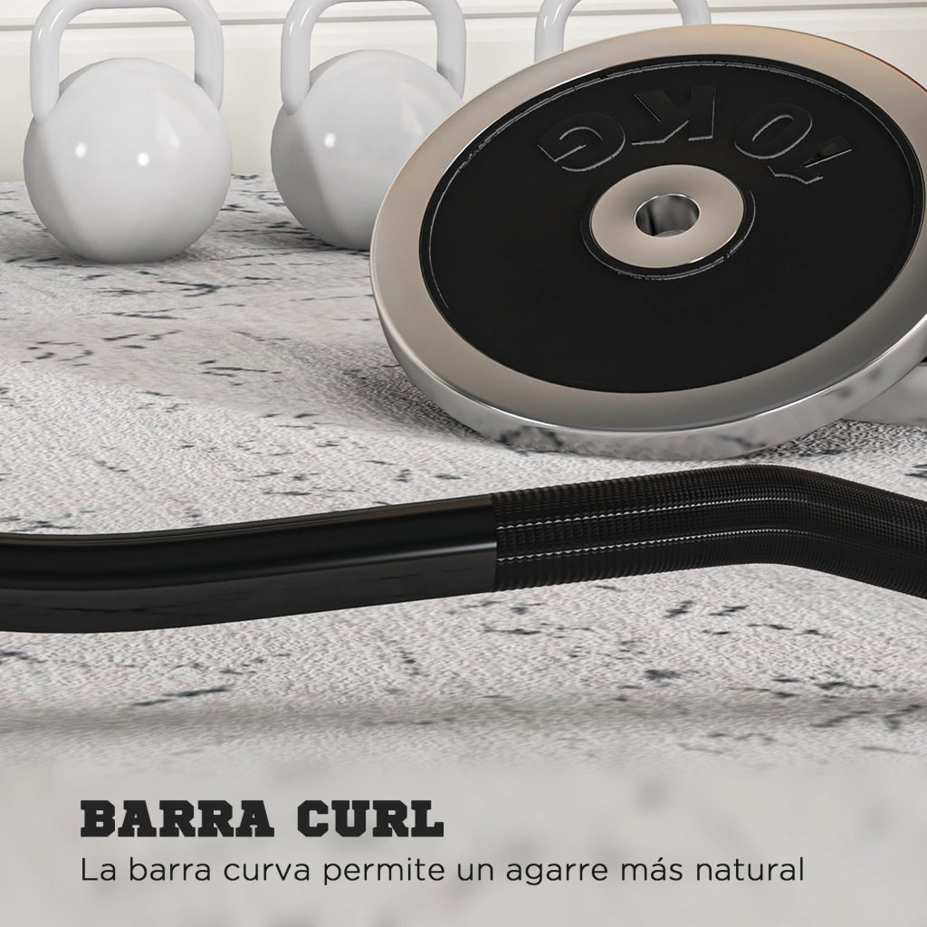 Barra Curl EZ con Presillas ¨C zephmum ¨C Nero e Argento 120 cm
