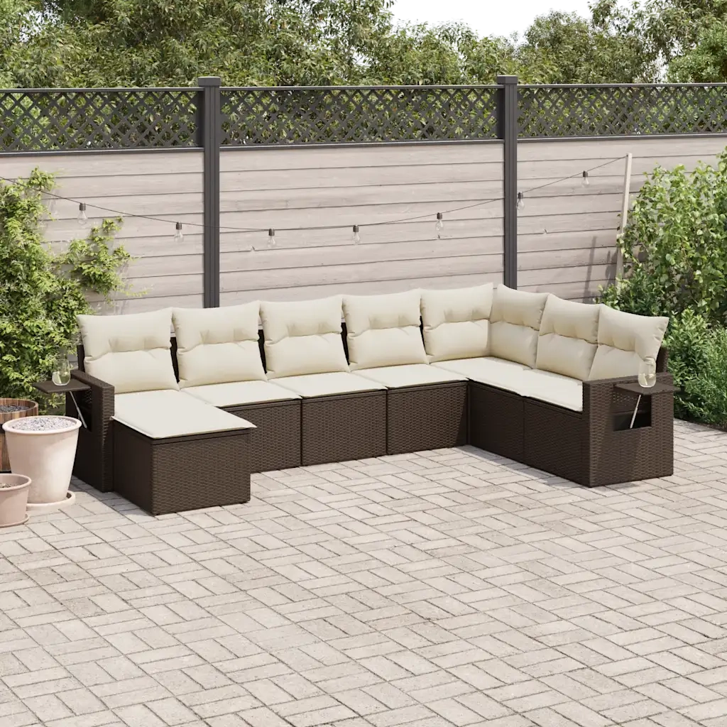 Set Divani da Giardino 8 pz con Cuscini Marrone in Polyrattancod mxl 115550