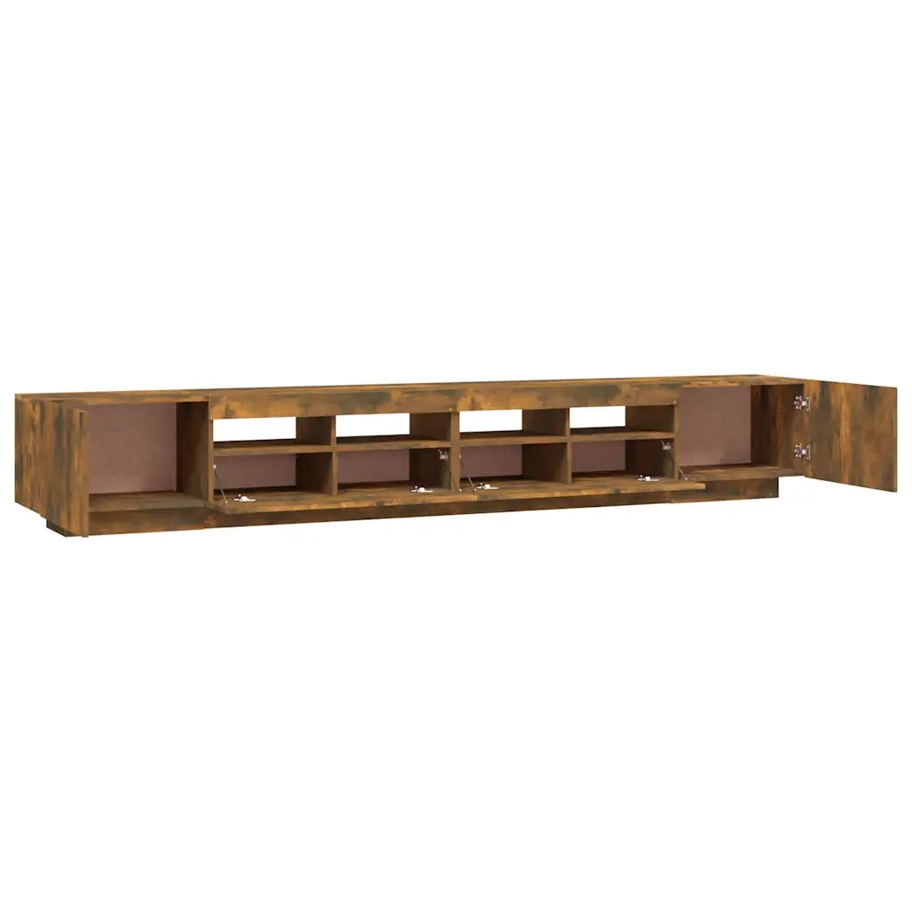 Set Mobili TV 3pz con Luci LED Rovere Fumo in Legno Multistrato cod mxl 18191