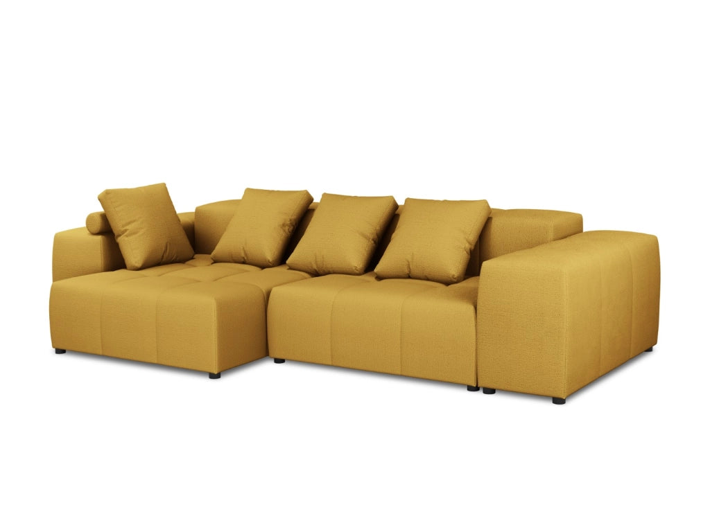 Cosmopolitan Design - Divano angolare modulare reversibile "Rome" 4 posti in tessuto strutturato giallo 