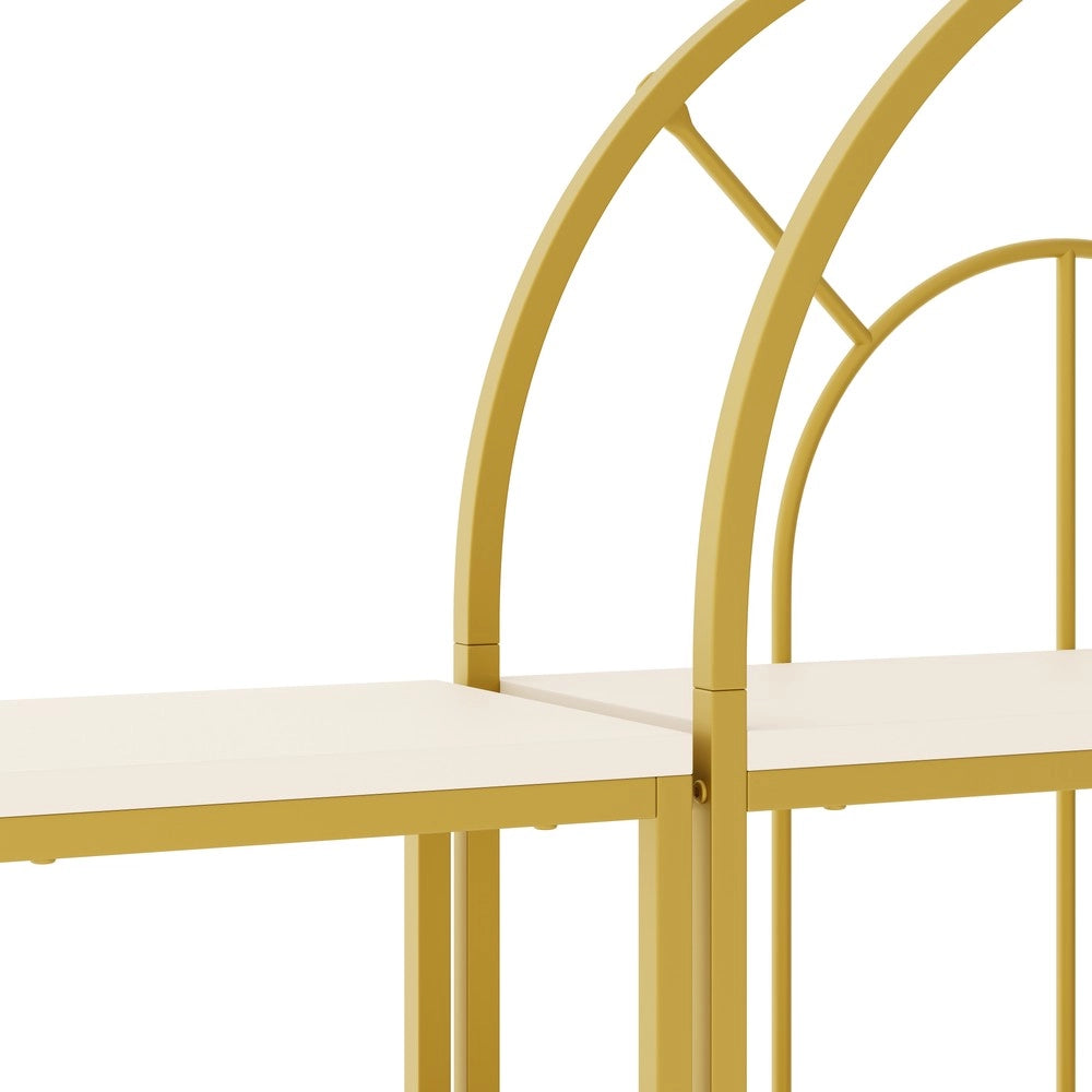 Libreria Modulare con Ripiani in MDF ¨C Xylo ¨C Bianco/Oro, 163x30x184 cm