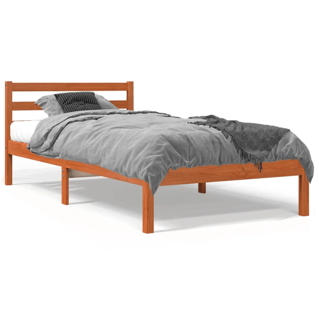 Letto singolo | Letto per adulti | Letto senza Materasso Marrone Cera 90x190 cm in Legno di Pino