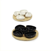 Trade Shop - Set Antipastiera Vassoio Girevole ø27cm In Bamboo Con 5 Ciotole Da Portata Snack Apertivi -