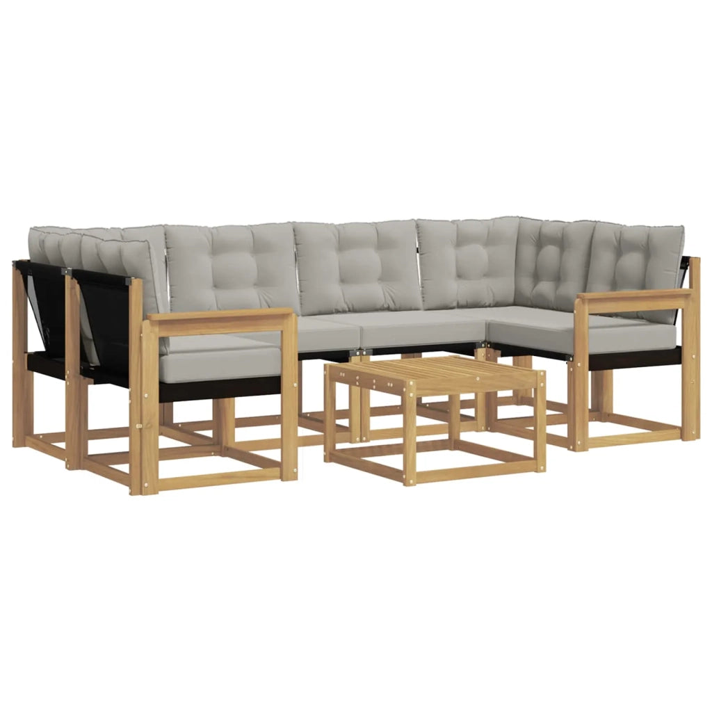 Set di divani da esterno 7 pz Bianco e Grigio Chiaro 3389253