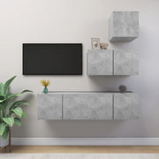 Set Porta TV 4 pz Grigio Cemento in Truciolato  cod mxl 39274