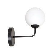 Applique Moderna 1 Luce Nezha In Acciaio Nero E Sfera In Vetro Opale