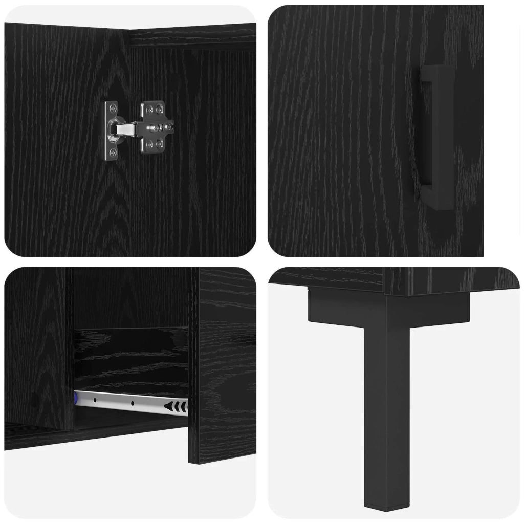Credenza | Madia | Buffet da pranzo | Armadio da pranzo Rovere Nero 100 x 36 x 60 cm Legno multistrato