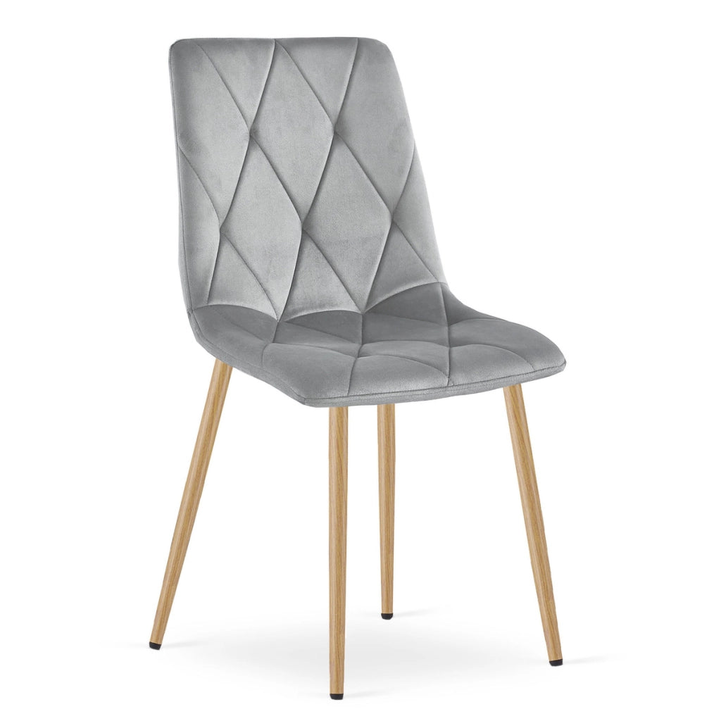 Set di 2 sedie Libra in velluto grigio chiaro e metallo effetto legno