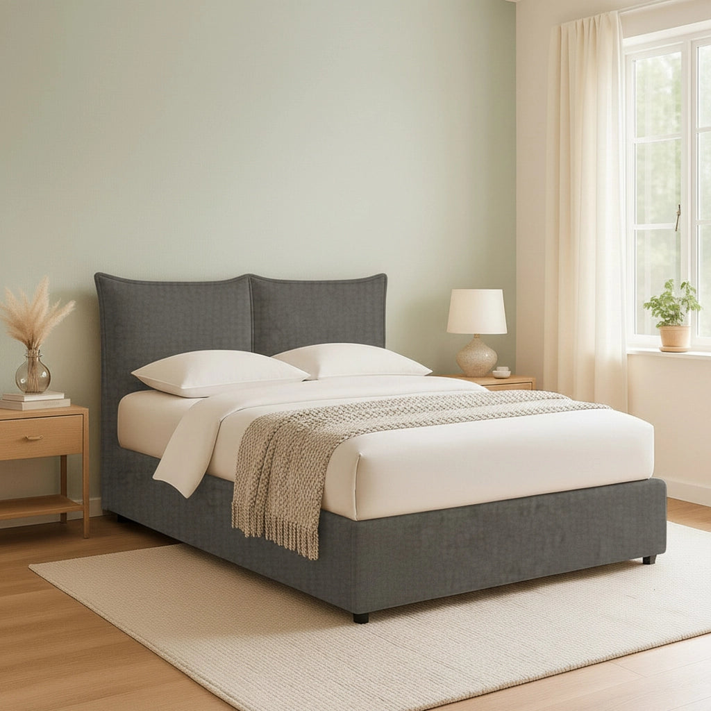 Uckfield, Letto Matrimoniale Sfoderabile Made in Italy, Grigio Tortora