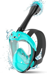 Maschera da snorkeling per bambini - Design caricaturale, visuale panoramica 180°, anti-condensazione, maschera facciale completa