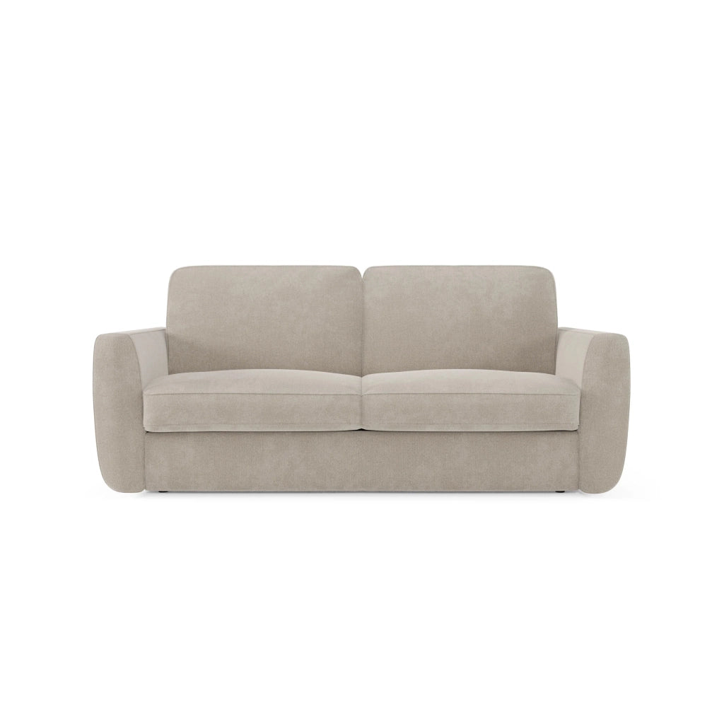 Leonida Divano letto sfoderabile e materasso H18 cm - vano portaguanciali in tessuto Smacchiabile T23 222 cm panna