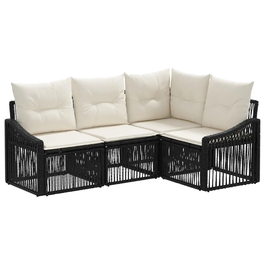 Set Divano da Giardino 4 pcs Nero polyrattan 3435997